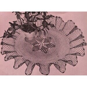 Vintage 1950's Ruffled Lace AURORA STARS Crochet Pattern 17" Ecru Doilly